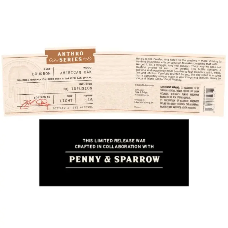 Oak & Eden Anthro Series Penny & Sparrow Bourbon