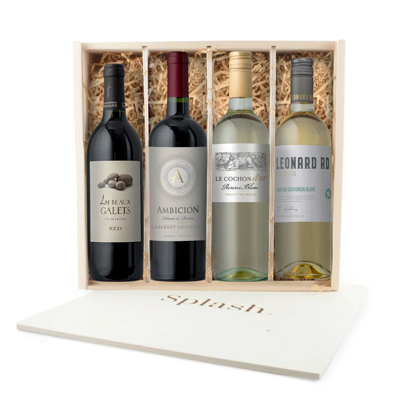 VINEYARD: Splash Wines Wooden 4-Pack Gift Box